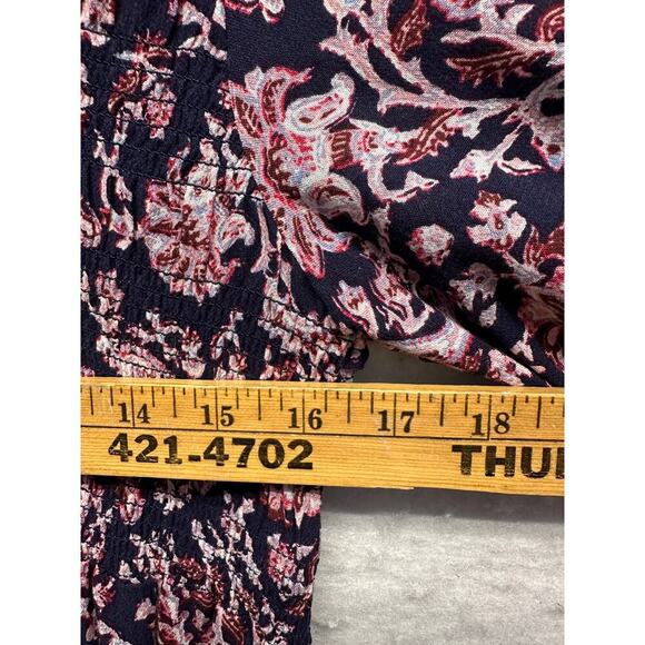 Knox Rose Beautiful Blue Purple Button Up Tunic Size XS Oversized Ruched - Picture 6 of 9